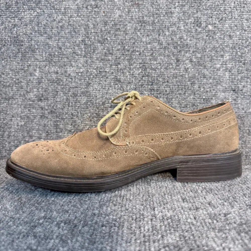 Joseph Abboud Mens EU 44 US 11 Suede Wingtip Brogue Oxford Dress Shoes Brown